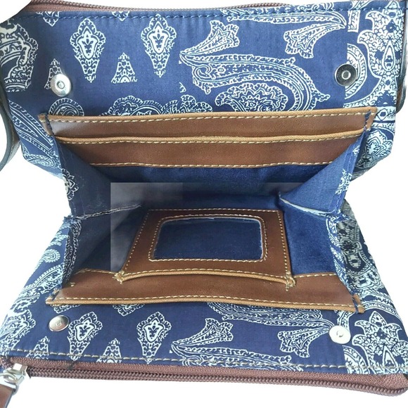 Chaps Ralph Lauren Shoulder Bag Navy Bandana Paisley Print Medium Purse Blue - Picture 4 of 13